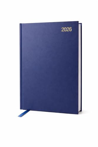 2026 A4 Day Per Page Diary, Blue Hardcover Daily Planner with Ribbon