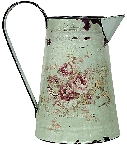 Deko Krug Zink Rose Zinkkrug Gießkanne Zinkkanne Wasserkrug Landhausstil 1,5L