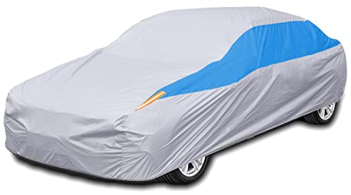 FSGRICH Housse de Voiture extérieure imperméable à l'eau, Anti-UV, Respirante, résistant à la poussière, Pluie, Rayures et Neige Argenté 440 x 180 x 160 cm…