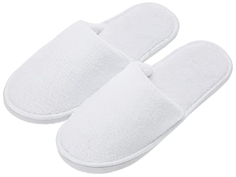 AhfuLife 5 Paar Hotelslipper weiß geschlossen, Frottee Slipper, Spa-Hausschuhe, Badeslipper, Einweg Pantoffeln für Damen und Herren, gästehausschuhe Set Unisex (numeric_39, 39/41 EU)