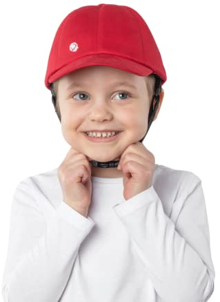 Ribcap Kinder-Baseballmütze - Modische und schützende medizinische Kopfbedeckung für Kinder | Rot | Midi/Maxi (50-55 cm) | Ideal bei Epilepsie, Sturzprävention und im Alltag