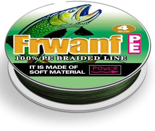 Frwanf Ligne de pêche tressée Vert Foncé Militaire - Couleur Ne S'est Pas Décolorée 100 m-2000 m 6-300 LB Super Forte - Ligne de pêche PE Résistante à l'abrasion - Fil de pêche Sans Étirement (100 m
