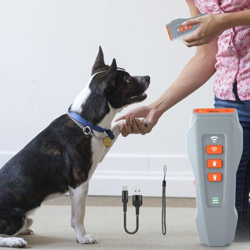 CILIENG Anti Bell Gerät für Hunde, Ultraschall Anti Bell Gerät ​Bellenstopper Hund mit 3 Frequenzstufen, Wiederaufladbar Anti-Hundebellgerät Sicher für Kleine Mittel Große Hunde(Grau)