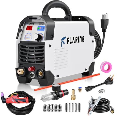 FLARING Plasmaschneider, 65 A, berührungsloser Pilotbogen-Plasmaschneider, Maschine, 120 V/240 V, Doppelspannungs-Plasmaschneider, 12,7 mm, sauberer Schnitt, 20 mm, Abgrenzungsschnitt mit