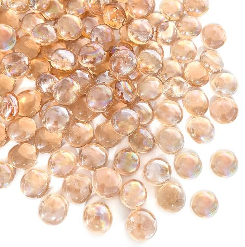 FANTIAN 10 lbs Pink Flat Glass Beads Pebbles for Fire Pit, Decorative Glass Rocks for Vase, Aquarium, Fountains, Crafts, Centerpieces and Home Decor