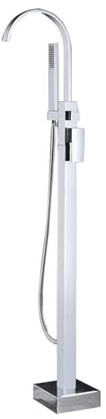 SaryEdge Robinets de Bain sur Pied mitigeur Cascade Robinet mitigeur monocommande Bain Douche mitigeur Cascade avec Accessoire de Douche Bec pivotant à 360°, Noir(Chrome