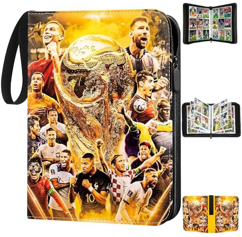 Mineup Album raccoglitore per carte di calcio, Libro di Carte Collezionabili di Calcio, 50 Pagine supporto per carte da calcio, Capacità 400, grandi sportive, 3 anelli