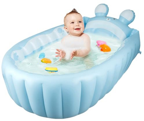 Bañera inflable para bebé, bañera que ahorra espacio, diseño portátil lleno de aire, estructura suave y cómoda, ideal para piscina, hogar, guardería, uso hospitalario, color