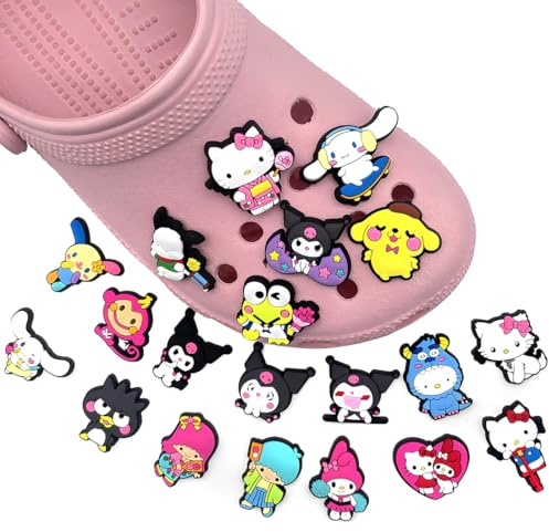 EIROVYA 20 pcs Broches Crocs Enfants,Charms Chaussures pour Sabots, DIY Broches Chaussures Pendentifs, Cartoon Anime Chaussures Pins Connecteur Broches Set, amovible PVC Shoe Decoration Accessoires