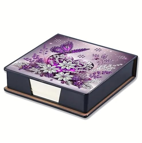 NDNXYXGS Butterfly Diamond Painting Kit Note Box,Memo Paper Storage Box Diamond Art,Sticky Note Holder Diamond Art,Diamond Painting Memo Pad For Office Desk. (butterfly2)