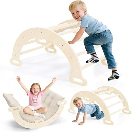 Helangel Montessori Triangle d'escalade d'intérieur, kit d'escalade d'intérieur pour tout-petits avec cadre d'escalade triangulaire (2 petits avec coussinet éponge)