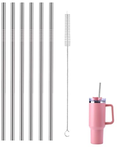 Cannucce Riutilizzabili 30cm in Acciaio Inox 6 Pezzi con Spazzolino Pulizia per Bicchieri 20/30/40oz Ecologiche per Casa Ufficio Viaggio