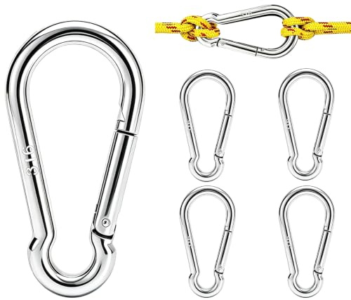 TWOURS 316 Stainless Steel Spring Snap Hooks, Heavy Duty Marine Grade Carabiner Clips, Rust Proof Quick Link Hooks for Boat Fender Sailing Rigging Dog Leash & Awning