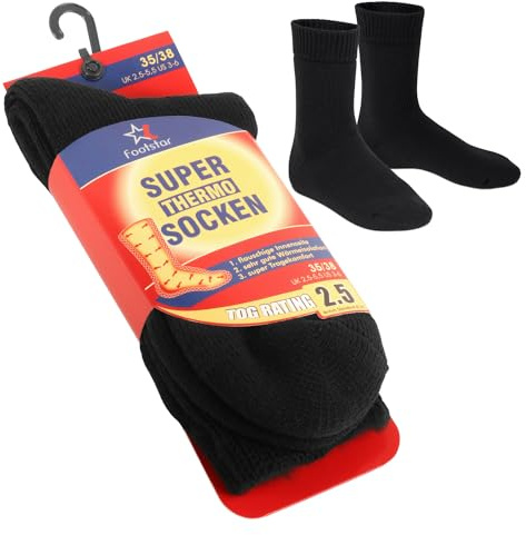 Footstar Damen und Herren Feet Heater Thermo Socken (1 Paar) Extra warme Winter Socken - Schwarz 35-38