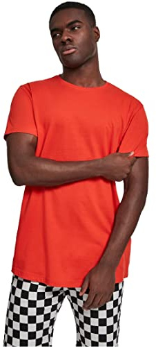Urban Classics Herren Shaped Long Tee T-Shirt, Orange (bloodorange), M
