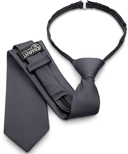 ADAMANT©️ FERTIG-GEBUNDENE-KRAWATTE mit Sollbruchstelle & Zip Reißverschluss - Sicherheits - Security-Krawatte Größe 36-55 - DEUTSCHE MARKENQUALITÄT (Dunkelgrau)