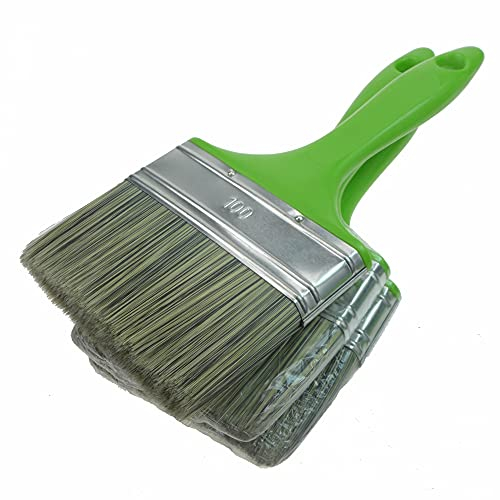 ROTIX Lot de 3 pinceaux plats de 10 cm pour lasure de protection du bois, du jardin, de la peinture à l'eau, 100 mm