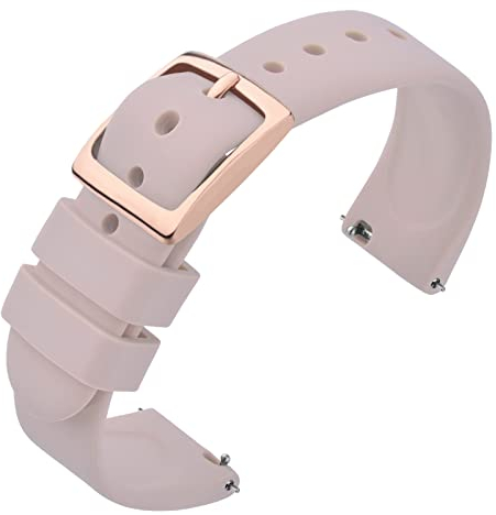 ANNEFIT Uhrenarmband 18mm Silikon, Schnellverschluss Kautschuk Armband mit Roségold Schnalle für Herren Damen (Hellrosa)