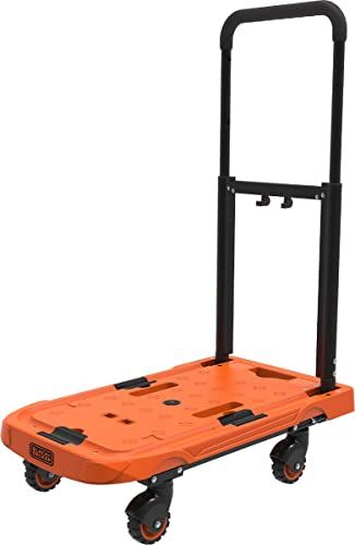 Black+Decker Chariot à roulettes - Diable Pliant - Max. 90 KG - Poignée Réglable en Hauteur - 61.4 x 37x3 x 89.4 CM - Orange