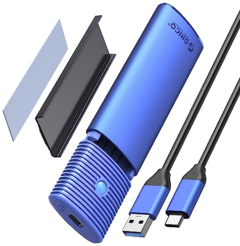 ORICO M.2 NVMe SATA SSD Gehäuse Adapter Werkzeuglos, Aluminium USB3.2/USB3.1 Gen2 10Gbps PCIe NVMe, 5Gbps NGFF SATA Externe M2 Case für M2 M-Key(B+M Key) 2230/2242/2260/2280 SSD-PWDM2G2A