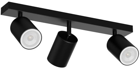 Klighten Faretti da Soffitto Orientabili Nero, con 3 Attacco GU10, Plafoniera 3 Luci Interno, Plafoniera Faretti per Cucina, Soggiorno, Camera da Letto, Max 50W x 3, Lampadina Non Inclusa