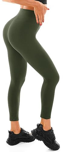 Walifrey Leggings for Women, High Waisted Army Green Leggings for Women Workout Gym Sports XXL