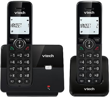 VTech CS2001 Telefono Cordless Casa duo con vivavoce e blocco chiamate, DECT Telefono fisso, identificatore di chiamate, display retroilluminato, tasti grandi, 30 Rubrica nomi e numeri, modalità ECO
