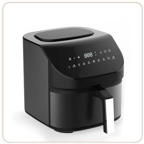 LITTLE BALANCE 8704 Crousty Light XL, Friteuse sans huile, Air Fryer, 10 programmes pré-définis, 7 litres pour 6 personnes, 1600 W, Noir
