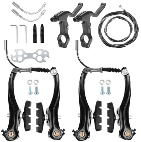 Fahrrad Bremse Set, Fahrradbremsen, Bremsen Fahrrad, Aluminium Fahrradbremse, V Brake Fahrrad Bremsen Set, V Bremsen Set,Fahrrad Vorne Hinten Bremsarme für Meisten Fahrräder Rennräder MTB BMX(Schwarz)
