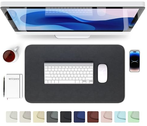 GOMIN Schreibtischunterlage 60x35cm - PU Leder Mauspad Wasserfest & Rutschfest - Laptop Tischunterlage Groß - Leicht zu reinigende Schreibunterlage - Mousepad XXL für Büro und Home-Office - Schwarz