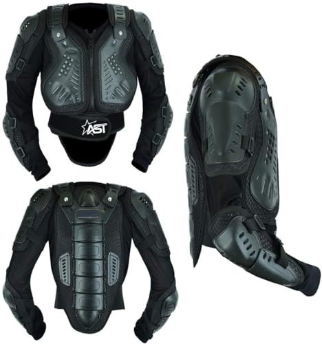 STAR AST Motorcycle Body Armor Motorbike Motocross ATV BMX Off-Road Dirt Bike Mountain Cycling Skating Snowboarding Adult Skiing Back Spine Protector Guard Jacket Black