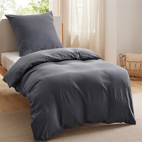 Bedsure Funda Nordica Cama 90 - Gris, Funda de Edredón 135x200