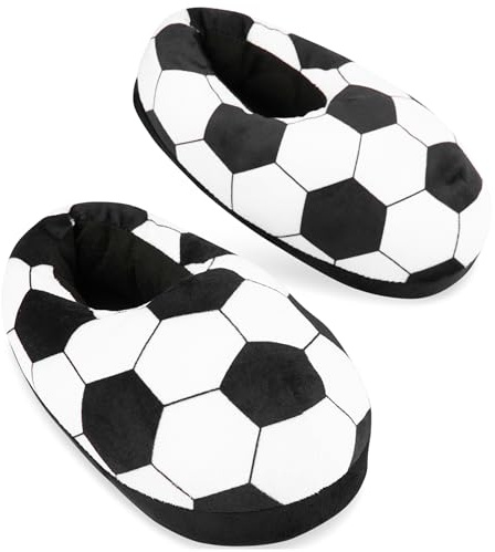 Get Trend Zapatillas de Casa Niño y Adolescente con Diseño Fútbol, Pantuflas Invierno 3D con Suela Antideslizante (36/37 EU, Blanco Fútbol)