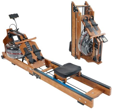 Rudergerät für Zuhause Klappbar, Rudergerät für Zuhause, Rudergerät Wasser, aus Eichenholz, Kompatibel mit FITLOG APP, Bluetooth-fähig, LCD-intelligenten Display, Effektives Ganzkörpertraining.