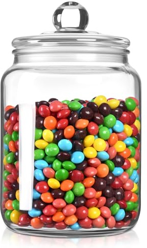 FrutPunch Candy Jar, 0.5 Gallon Cookie Jar, Wide Mouth Glass Jar with Lid, 68OZ, for Kitchen Storage and Laundry Organization, Large Glass Jar with Sealing Ring for Cookies, Candy, Flour, Nuts