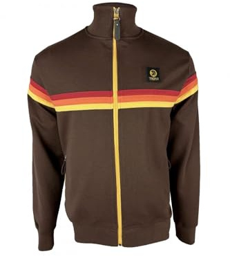 Trojan Homme Veste De Survêtement À Rayures Rétro, Chocolate, M