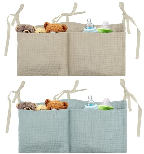 Flintronic Organizador Cuna, Bolso Colgante para Cama de Bebé, Colgar Bolsas de Almacenamiento Baby Cuna, Organizador de Pañales para Bebé, Organizador Colgante para Pañales, Para Ropa Juguetes