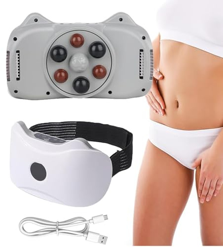 AMZCOM Masseur Abdominale électrique sans Fil, Masseur de Ventre pour Les regle et maigrir, Ceinture Amincissante Chauffante Ventre Plat Instrument De Pétrissage pour Digestion, Soulagement Douleur