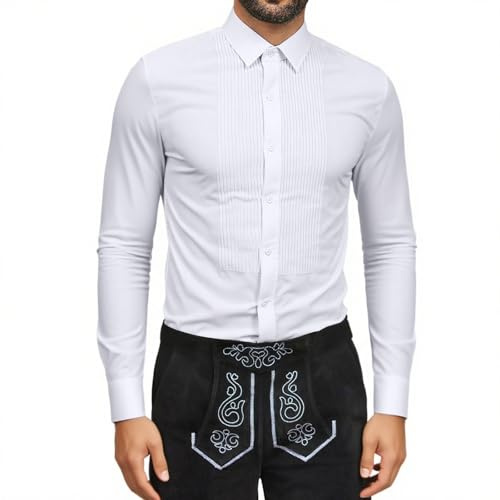 Generisch Camicia da abito smoking Camicie da uomo Collo con revers Camicia con papillon Camicia a maniche lunghe Camicia da business Camicia a maniche lunghe Camicia da tempo libero Camicia slim fit
