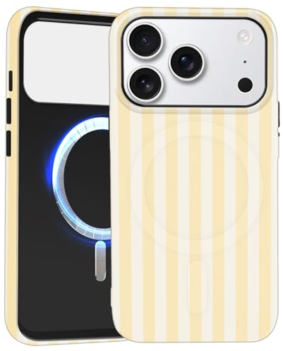 Paovkoi för iPhone 17 Pro magnetiskt fodral, estetiska randiga sommarränder ränder mönster design silikon mobiltelefonfodral [kompatibel med MagSafe], sött skyddsfodral för iPhone 17 Pro 6,9 tum