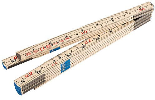 Draper 2m Wood Folding Ruler | 78 inches Foldable Measuring Tool | Solid Metal Hinges | Double - Sided cm/mm & inches Black Graduations |20703