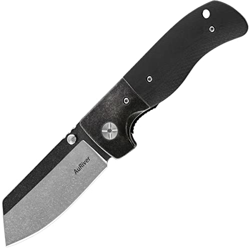 AuRiver Couteau Pliant,FP710 Couteau/AUS-8 Acier Inoxydable Lame /G10 Poignée Couteau de Poche Pliant/Petit couteau à une main la survie en plein air Randonnée Pédestre (Noir)
