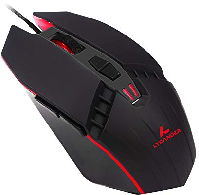 LYCANDER LMC378 Gaming-Maus, kabelgebunden, Optische USB-Mäuse mit Einstellbarer Dpi, bis zu 6400, 7 Tasten, LED, 1, 5 m Kabel
