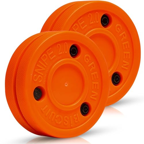 Green Biscuit Orange Ice Hockey Puck New 2.0 Snipe 2 Pack/GB Sticker