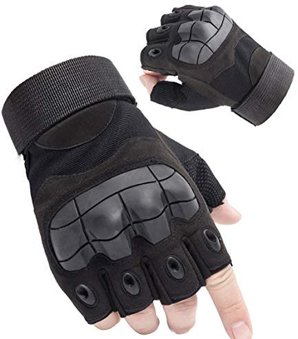 Motorradhandschuhe Herren Halbfinger Taktische Handschuhe Touchscreen Motocross Handschuhe Sommer Sporthandschuhe Männer für Motorrad Fahrrad Motocross Outdoor Sport(Schwarz,XL)