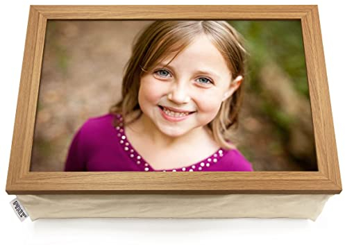 Pixly® Large Personalised Custom Photo Lap Tray Lap top Cushion Bean Bag | Oak Finish A3