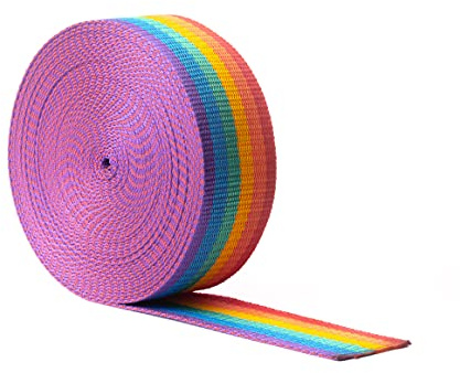 Hållbart polypropylenband för ryggsäckar, ryggsäckar, bagage, bagage, 5 meter, regnbågsfärger, 25 mm