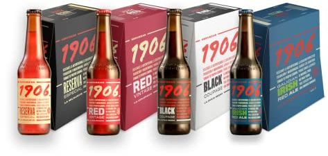 1906 Familia Cervezas - Pack Combinado de 24 Botellas x 33 cl, 1 Pack de 1906 Reserva Especial, 1 Pack de 1906 Galician Irish Red, 1 Pack de 1906 Red Vintage, 1 Pack de 1906 Black Coupage