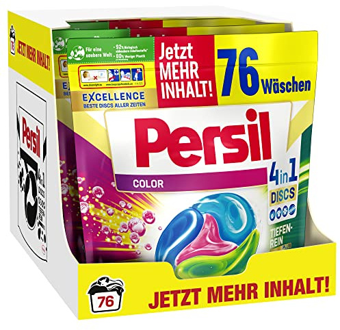 Persil Color 4-i-1 DISCS, 304 (4 x 76 tvättlaster), färgtvättmedel med djuprein-Plus-teknik för ljusa färger, 92 % biologiskt nedbrytbara ingredienser*