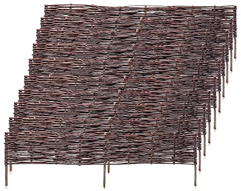 KADAX Palissades en Osier Naturel pour Jardin, Clôtures Décoratives pour Délimiter, Orner et Sublimer Votre Espace Exterieur (120 x 20 cm, Lot de 10)